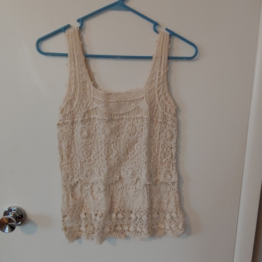 Cream Lace Tank Top